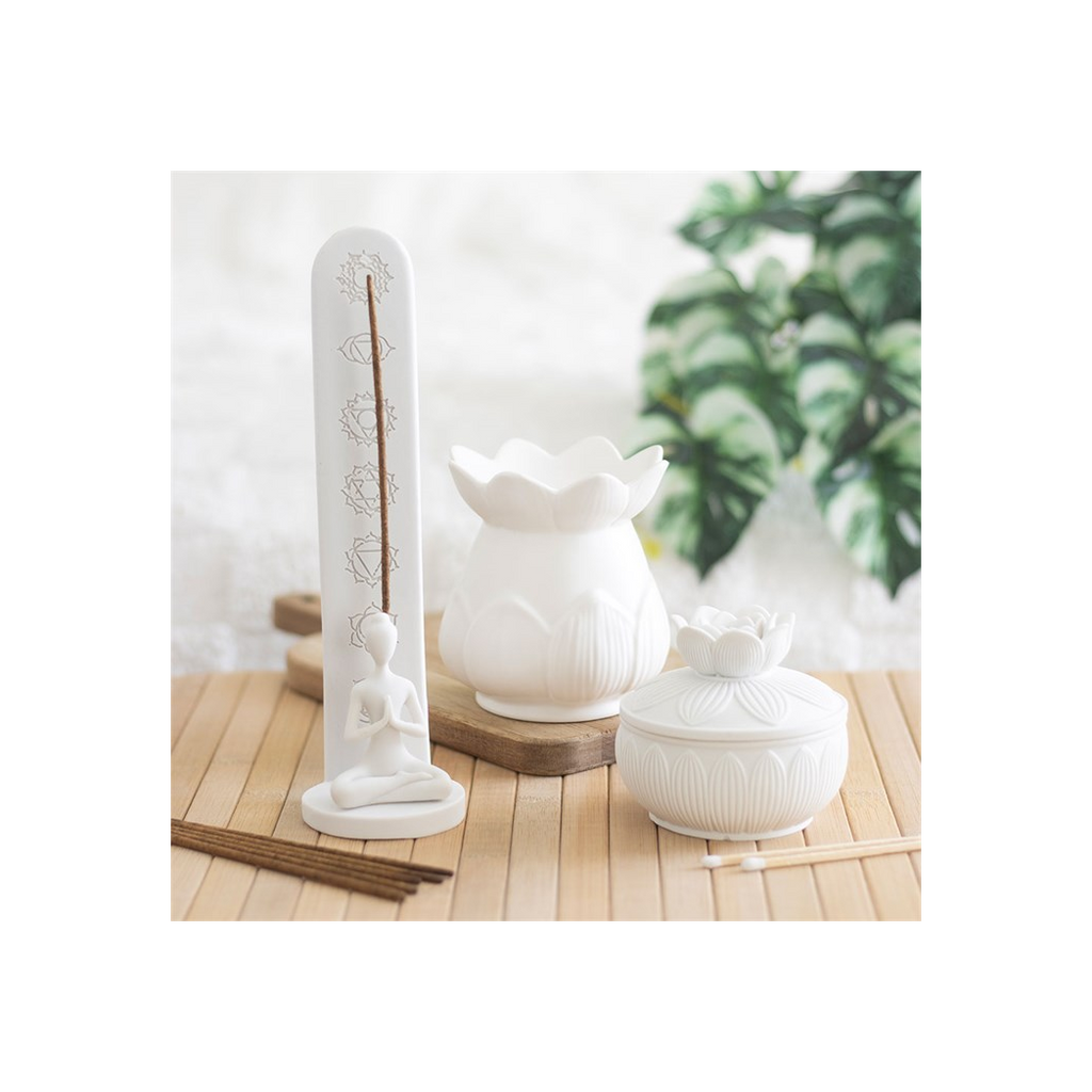White Chakra and Yoga Pose Incense Stick Holder