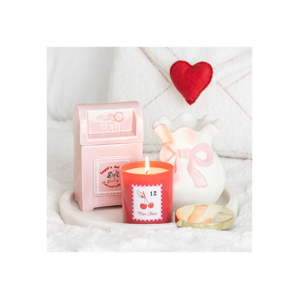 White and Pink Bow Oil Burner