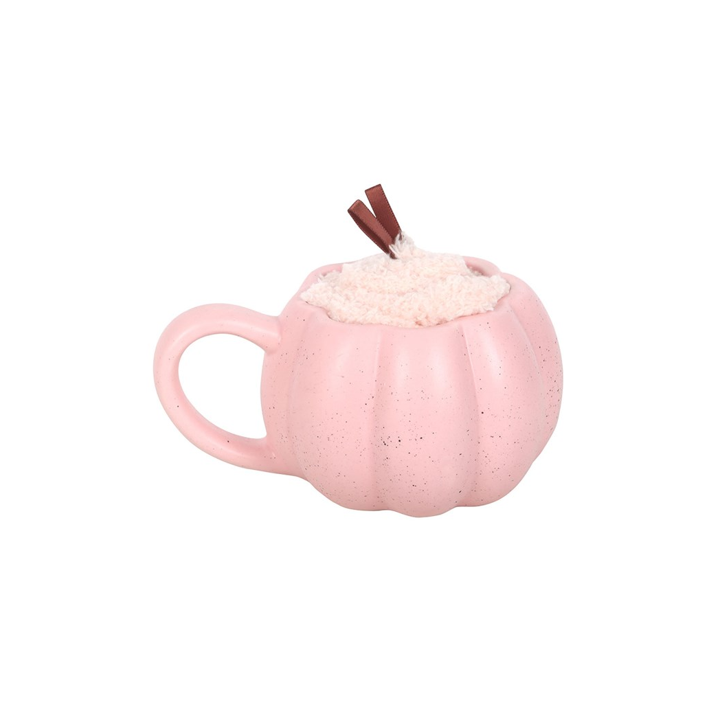 Pink Pumpkin Mug and Socks Set