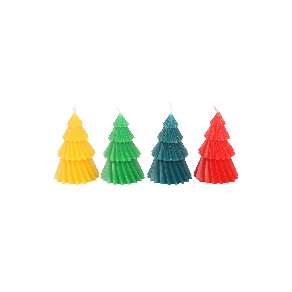 Set of 4 Colourful Christmas Tree Candles