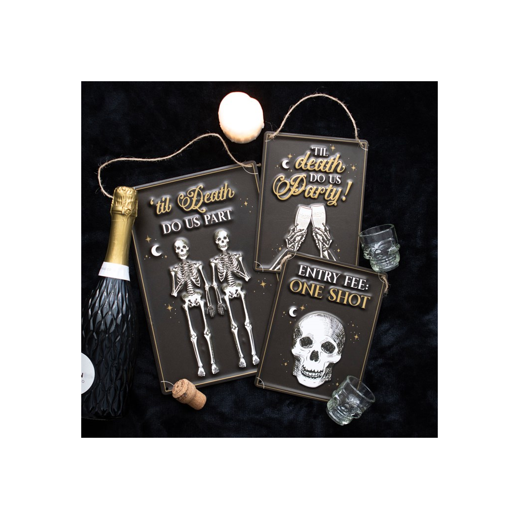 Til Death Do Us Party Champagne Hanging Metal Sign