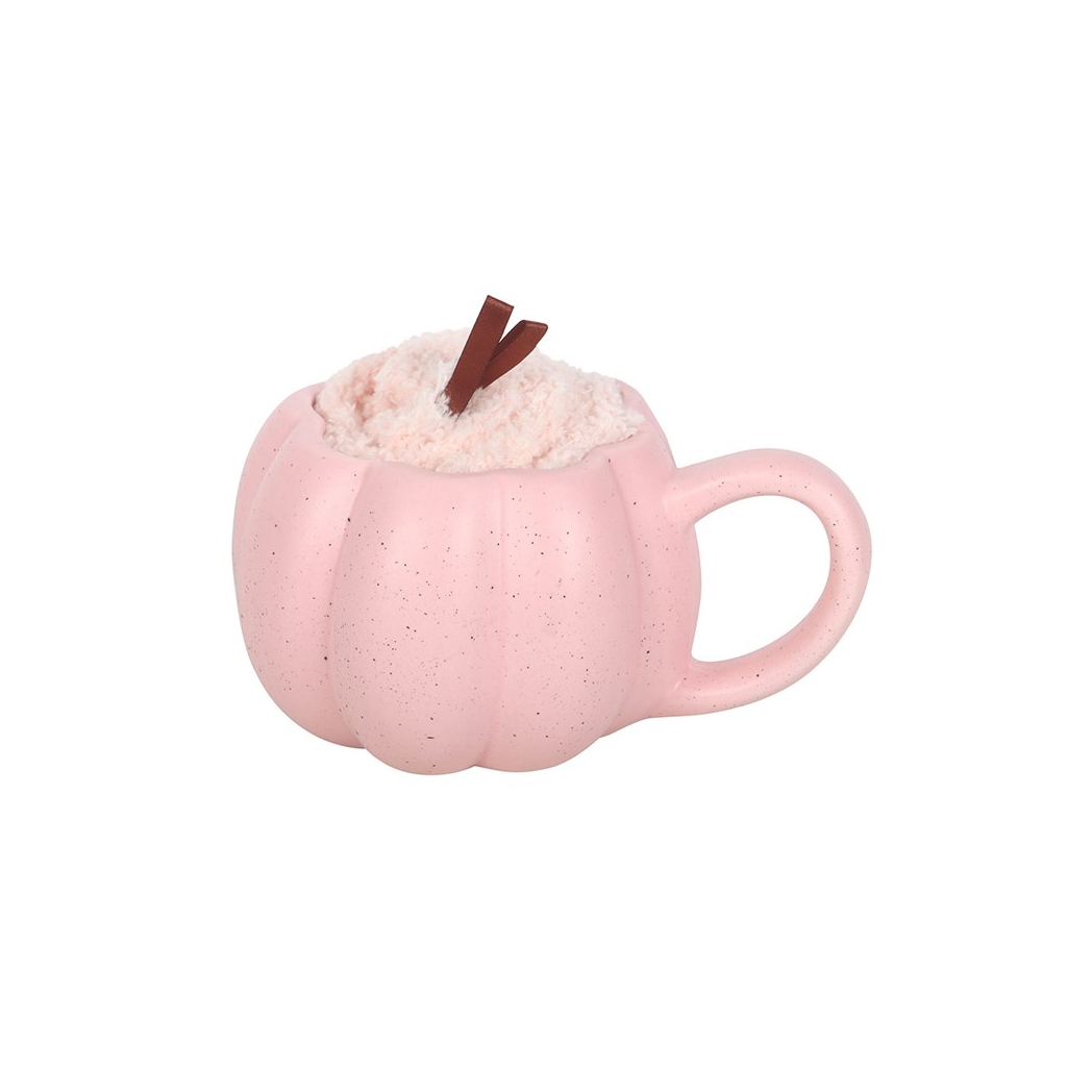 Pink Pumpkin Mug and Socks Set