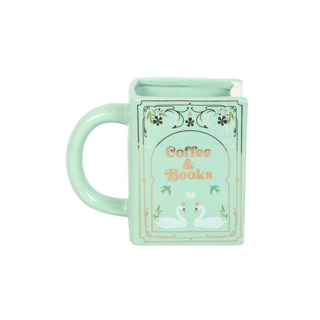 Coffee and Books Green Book Shaped Mug
